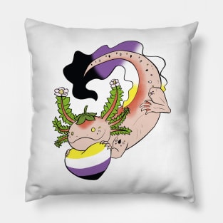 Non-binary Strawberry Axolotl Pillow