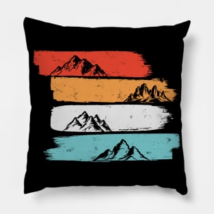 hiking design with mountain silhouettes Pillow