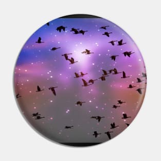 Birds Flying In Space T-shirt Pin