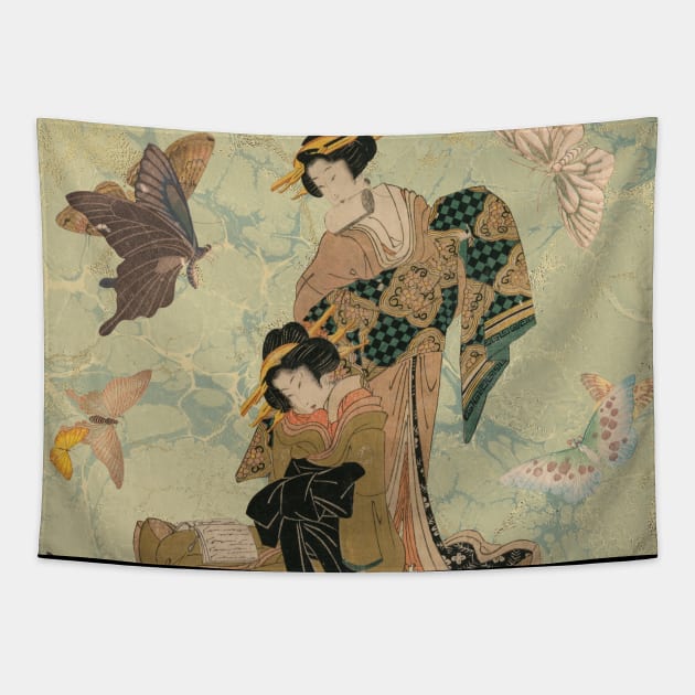 Vintage Geishas and Butterflies Tapestry by Minxylynx4