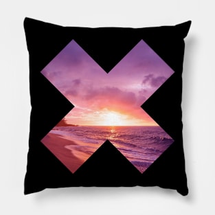 Retro Beach Sunset Pillow