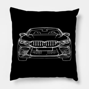 White M8 Car Sketch Art Pillow