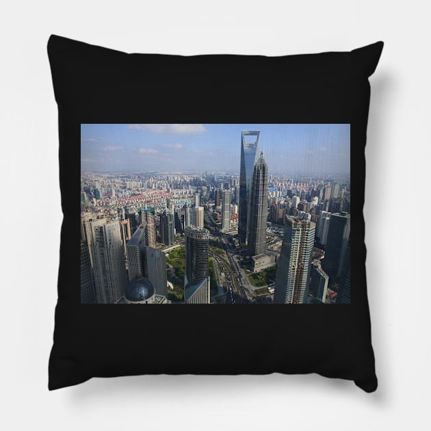 shanghai bird's view Pillow by jomaot