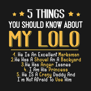 5 Things You Should Know About My Daddy Fathers Day Tshirt MY LOLO T-Shirt