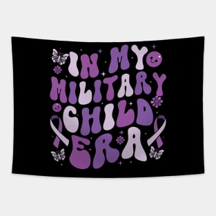 In My Military Child Era Groovy Purple Up For Military Kids Tapestry