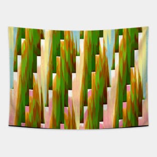 Pineapple Tropical Sunset Glitch Art Tapestry