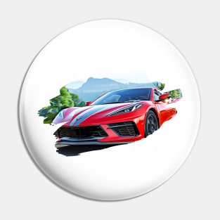 Corvette C8 Art Print Pin