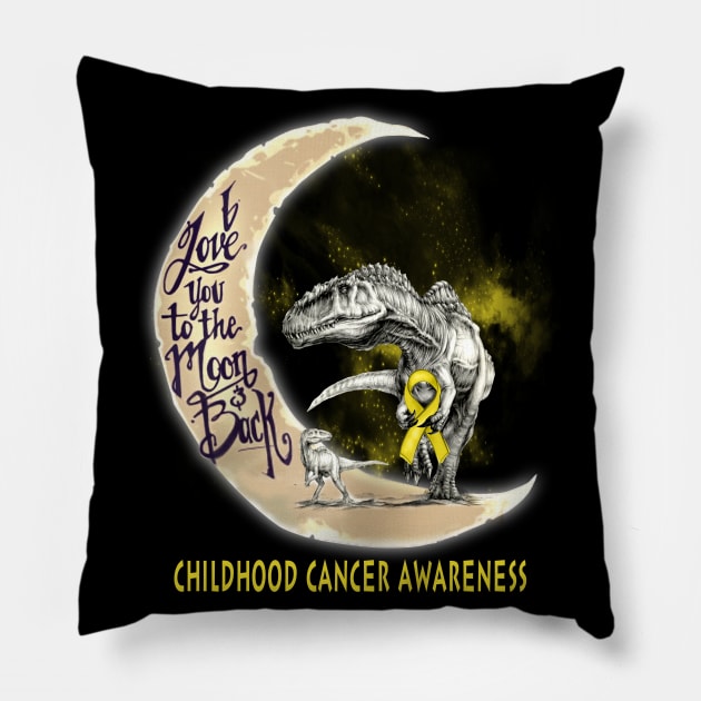 childhood cancer dinosaur moon Pillow by TeesCircle