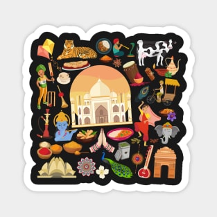 India Travel Icons Magnet