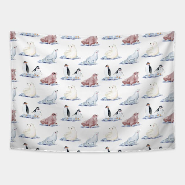 Arctic Animals Pattern Tapestry by POD-of-Gold