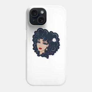 girl with black hair sticker Phone Case