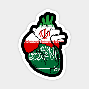 Iran and Saudi Arabia flag heart Magnet