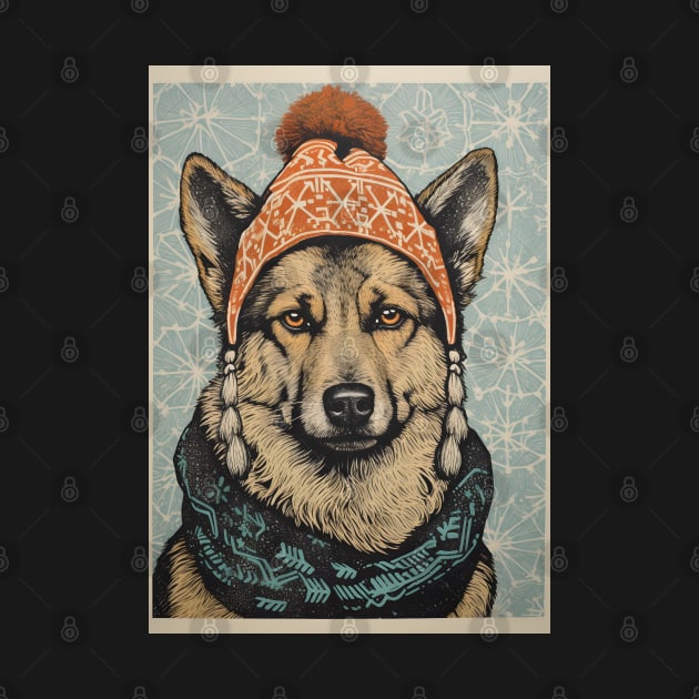 German Shepherd in Hat Funny Christmas Dog Lover Gift by Ai Wanderer