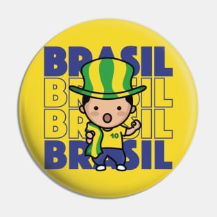 Brazil Football Fan // Kawaii Cute Brasil Soccer Supporter Pin