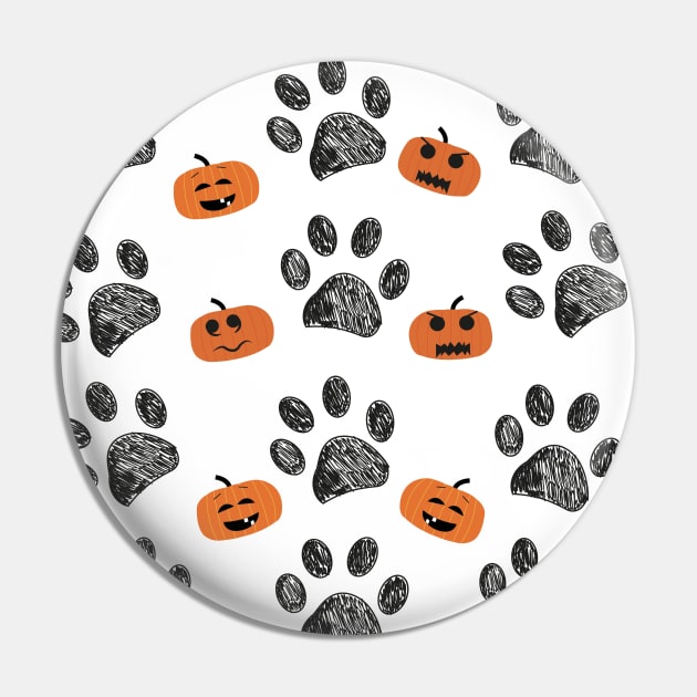 Doodle black paw prints with funny pumpkins Pin by GULSENGUNEL