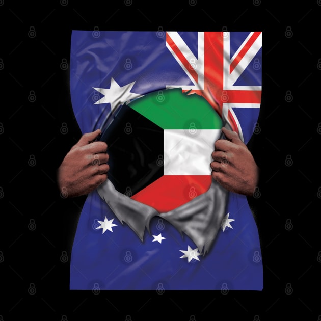 Kuwait Flag Australian Flag Ripped - Gift for Kuwaiti From Kuwait by Country Flags