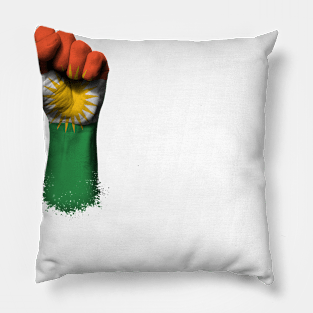 Flag of Kurdistan on a Raised Clenched Fist Pillow