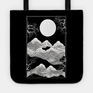 Japanese landscape black and white Tote