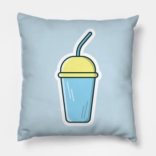 Soda Soft Drink Cup with Straw Sticker vector illustration. Drink object icon concept. Disposable plastic beverage cup with tube for soda sticker design with shadow. Pillow