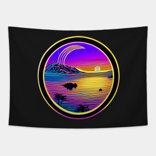 Sun and moon astral retro colorfull sticker Tapestry