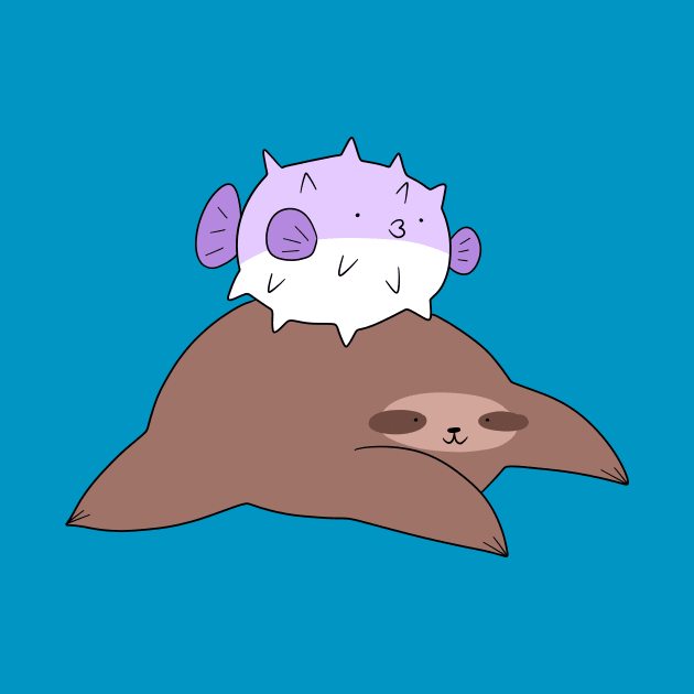 Sloth and Puffer Fish by saradaboru