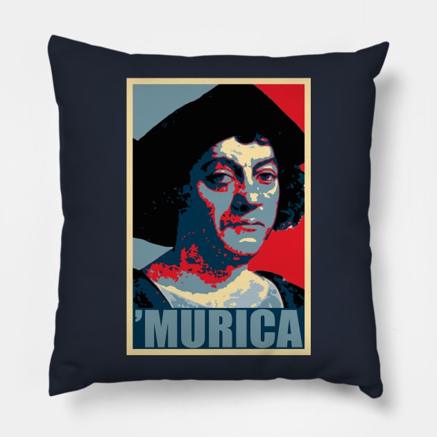 Christopher Columbus Murica Pillow by Nerd_art