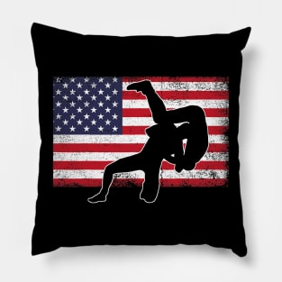 Wrestling player american flag patriotic wrestle Pillow