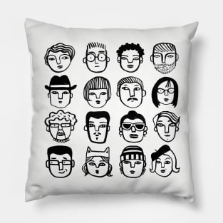 Faces in the Crowd Pillow