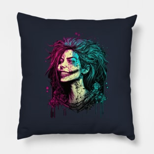 Cyberpunk Girl Smile Pillow