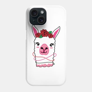 Cute Llama Head with Flower Crown Phone Case