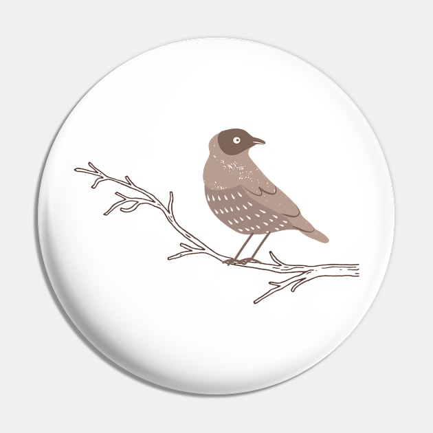 Bird on A Branch Minimal  Boho Warm Colours  Design Pin by zedonee