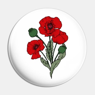 Drawing of a poppy Pin