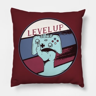 Level Up Gaming Nerds Vintage Retro Style Design Pillow