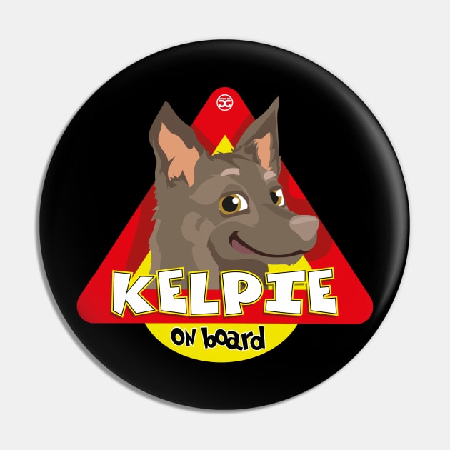 Australian Kelpie On Board - Fawn Pin by DoggyGraphics