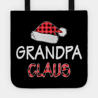 Red Plaid Grandpa Claus Santa Hat Matching Family Christmas Gift Tote