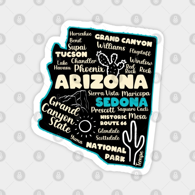 Arizona Sedona map arizona state usa arizona tourism sedona tourism Magnet by BoogieCreates