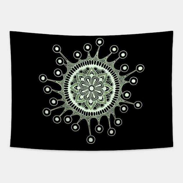 Virus Mandala (Inverted green) Tapestry by calenbundalas