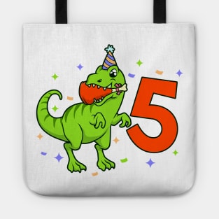 I am 5 with TREX - boy birthday 5 years old Tote