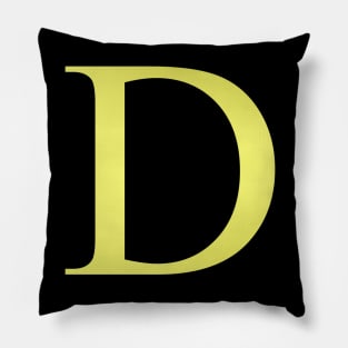 The Letter D in Shadowed Gold Pillow