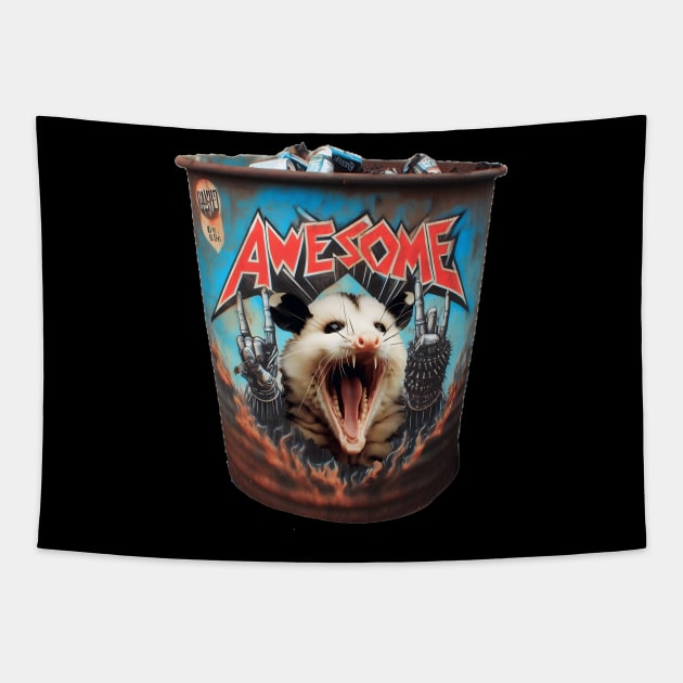 Awesome possum garbage can Tapestry by NightvisionDesign