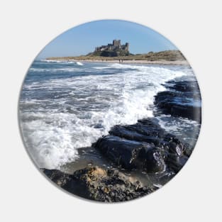 Waves near Bamburgh Castle in Northumberland Pin