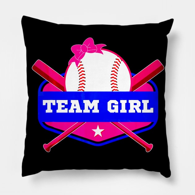 Baby Gender Reveal Party Baseball Team Girl  Team Pink Pillow by Vigo