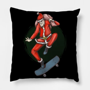 Cool skateboarding Santa Pillow