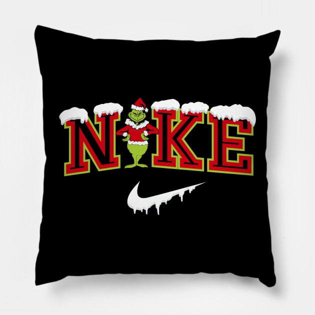 Funny Christmas Grinch Nke Christmas Grinch Snow Pillow by Archer Expressionism Style