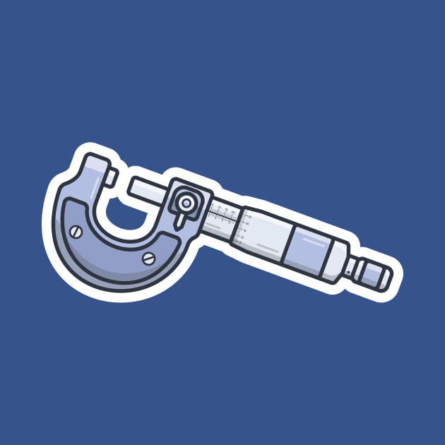 Screw Gauge Micrometer Sticker vector illustration. Engineer and Construction tool object icon concept. Measuring engineer tool sticker design logo icon. by AlviStudio