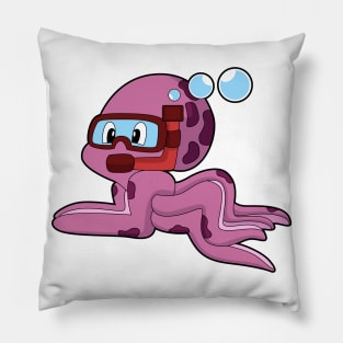 Octopus as Diver with Snorkel Pillow