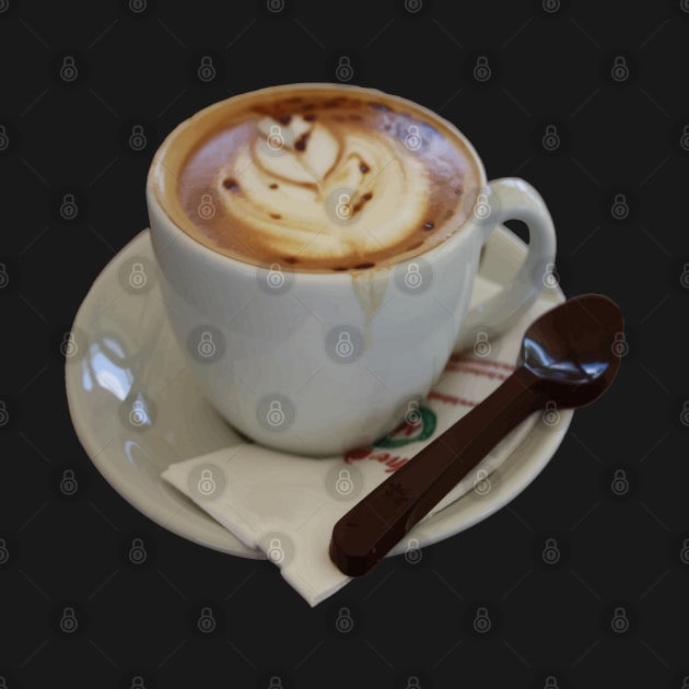 Americano Coffee with Tulip Design And Chocolate Spoon by taiche