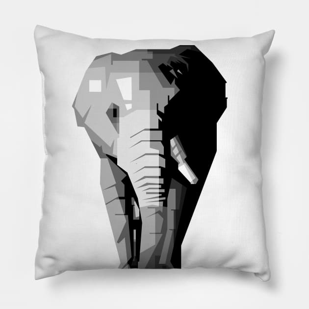 elephant grayscale Pillow by Rizkydwi
