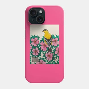 Iowa state bird and flower, the goldfinch and wild rose Phone Case