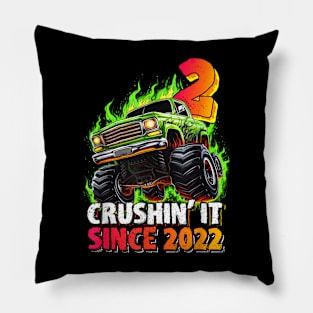 Monster Truck 2 Year Old Boys 2nd Birthday Party Born 2022 Pillow